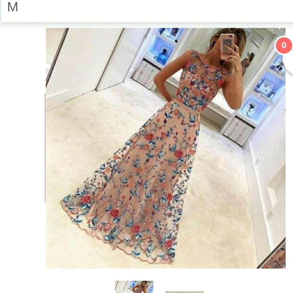 Elegant floral embroidered prom dress